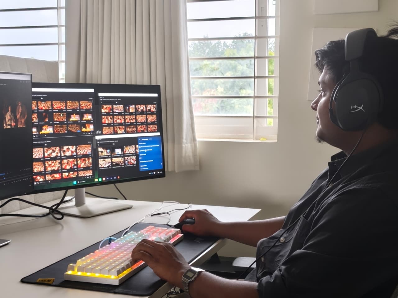 Rupa editing at his workstation